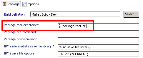 Package Definition with Build Properties